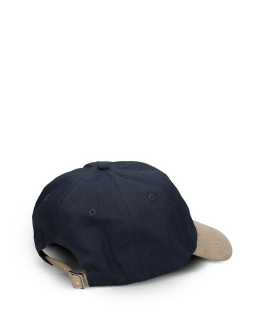 Calvin Klein Blue Mixed Media Colourblock Logo-Patch Baseball Cap for men