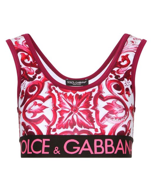 Dolce & Gabbana Red Top Aus Funktionsjersey Mit Logo-Gummiband