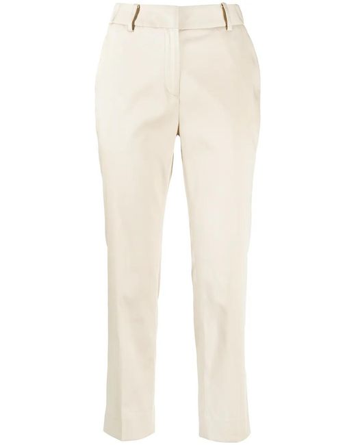 GOODIOUS Natural Cropped Tailored-Cut Trousers