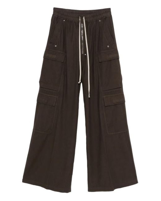 Rick Owens Green Wool Cargo Trousers for men