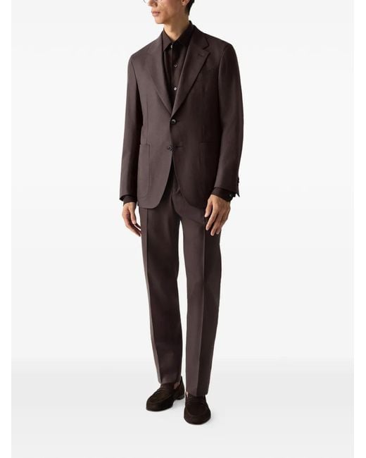 Zegna Brown Single-Breasted Notch-Lapel Jacket for men