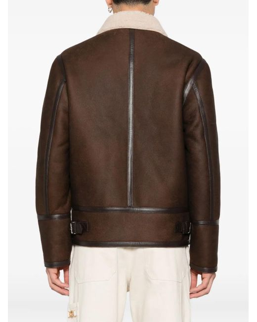 Dondup Brown Shearling-Collared Jacket for men