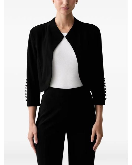 Joseph Ribkoff Black Button-Cuff Cropped Jacket
