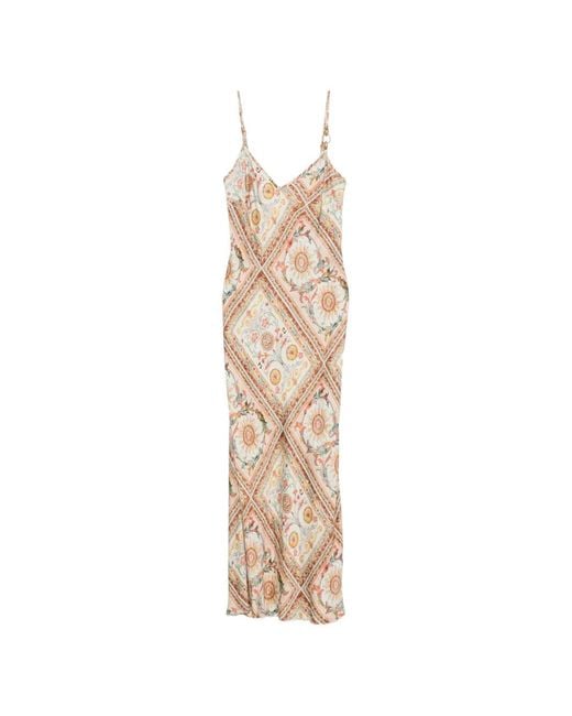 Just Cavalli White Baroque-Print Hardware-Detail Midi Dress