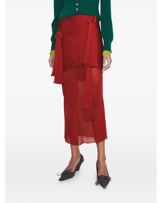 Tory Burch Red Knotted Viscose Skirt