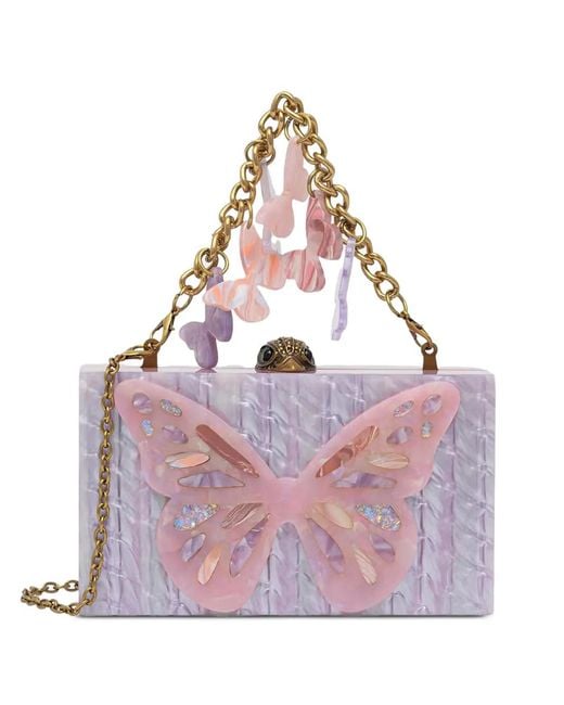 Kurt Geiger Pink Butterfly-Embellished Eagle-Head Clutch Bag