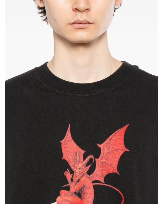 Melt Black Graphic-Print Round Neck T-Shirt for men