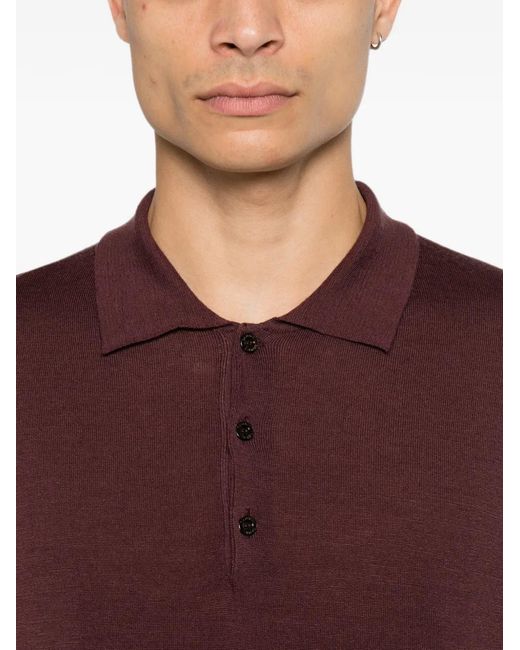 Canali Purple Wool Polo Shirt for men