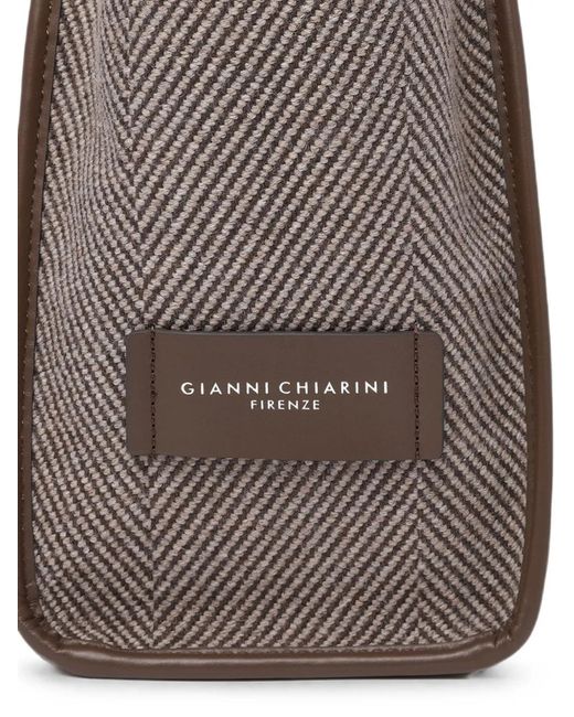 Gianni Chiarini Brown Marcella Herringbone-Weave Tote Bag