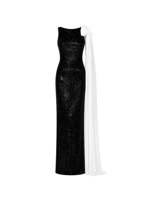 ROSERRY Black Kylie Bow-Detailed Sequin-Embellished Maxi Dress
