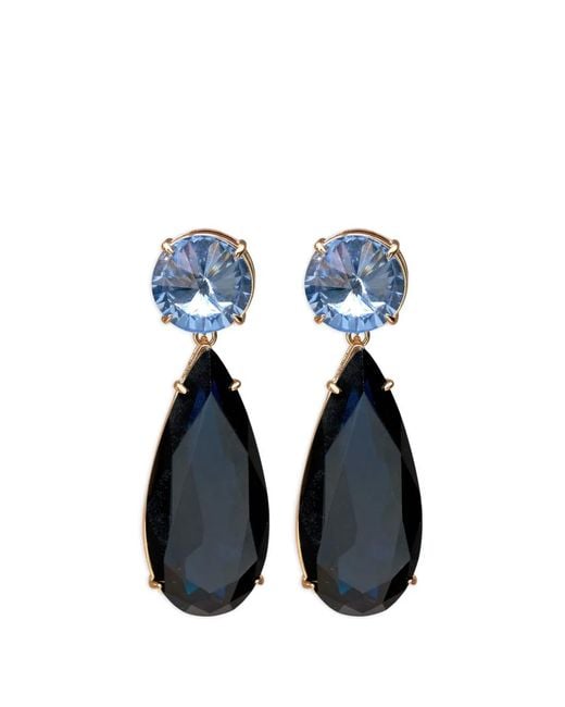 Carolina Herrera Blue Crystal-Embellished Drop Earrings