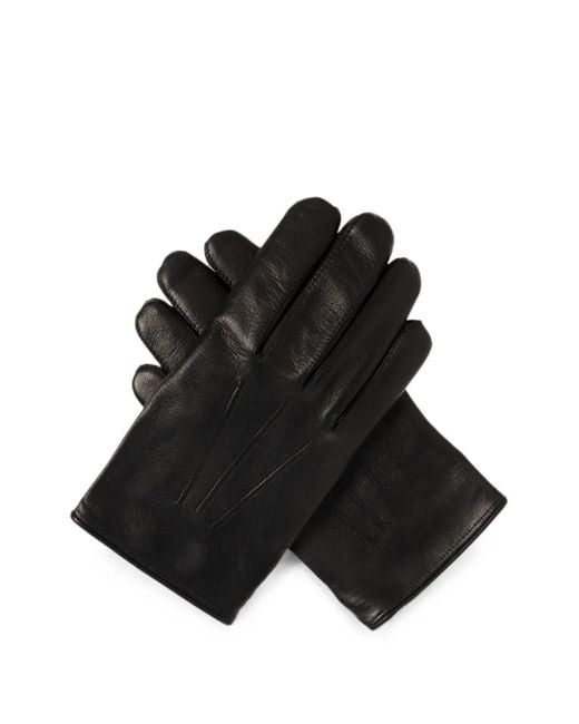 Tom Ford Black Stitched-Detail Leather Gloves for men