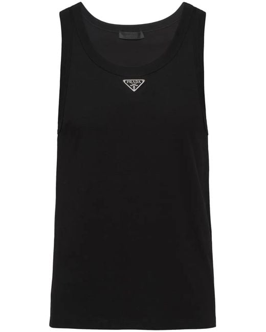 Prada Logo Cotton Tank Top in Black for Men | Lyst