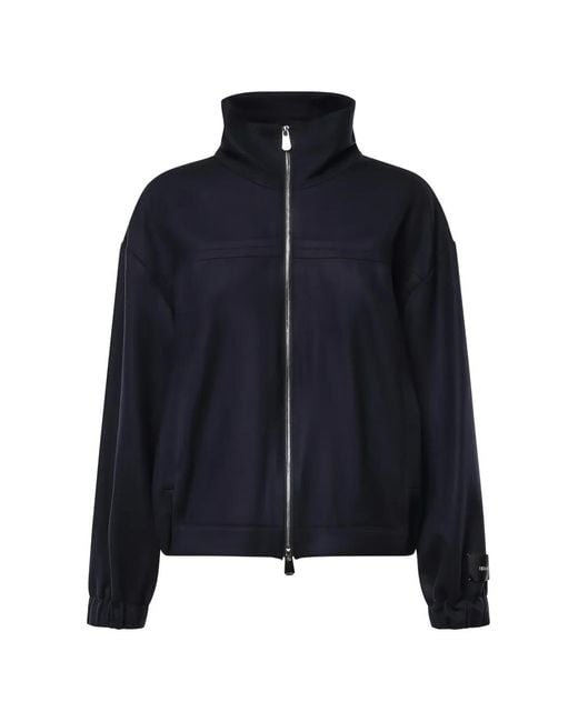 Pinko Blue Zip-Up Funnel-Neck Coat