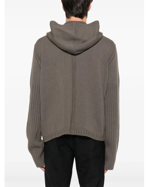 Cardigan Con Polisini A Coste E Cappuccio di Rick Owens in Brown da Uomo