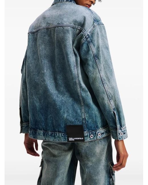 Veste Boutonnée À Col Contrastant Karl Lagerfeld en coloris Blue