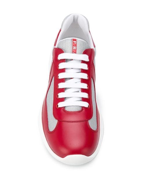 Prada Red Low-Top Flatform Sneakers for men