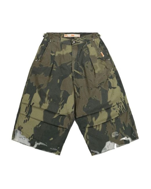 メンズ Rick Owens カモフラージュ ショートパンツ Green