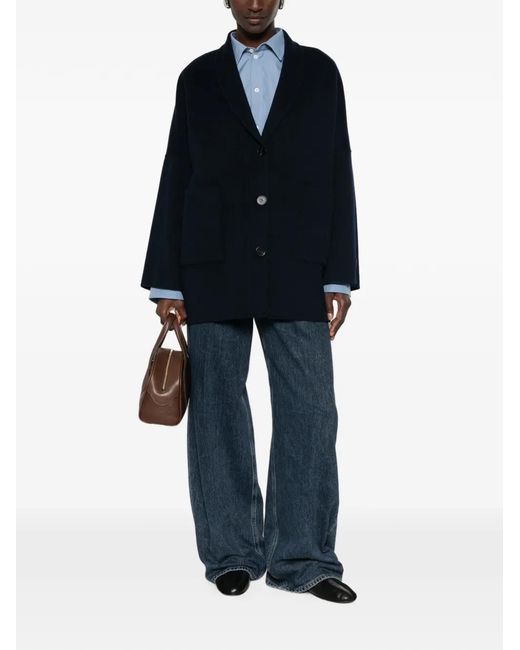 ERMANNO FIRENZE Blue Shawl-Lapel Patch-Pocket Jacket
