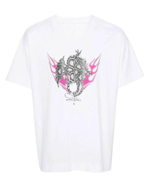 Givenchy White Logo-Print Cotton T-Shirt for men