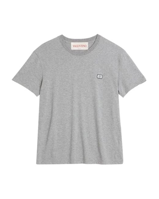 Valentino Garavani Gray Logo-Patch T-Shirt for men