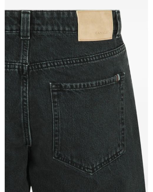 Canali Black Logo-Patch Jeans for men