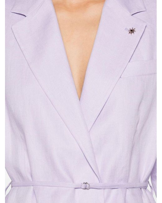 Manuel Ritz Purple Single-breasted Linen Blazer