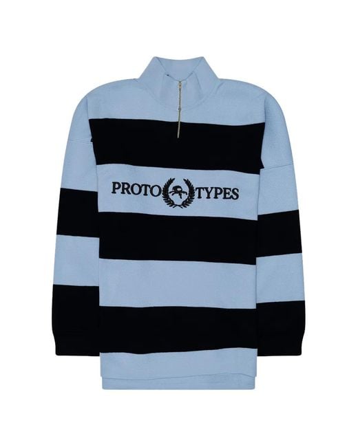 PROTOTYPES Blue Laurel Striped Wool Sweater for men