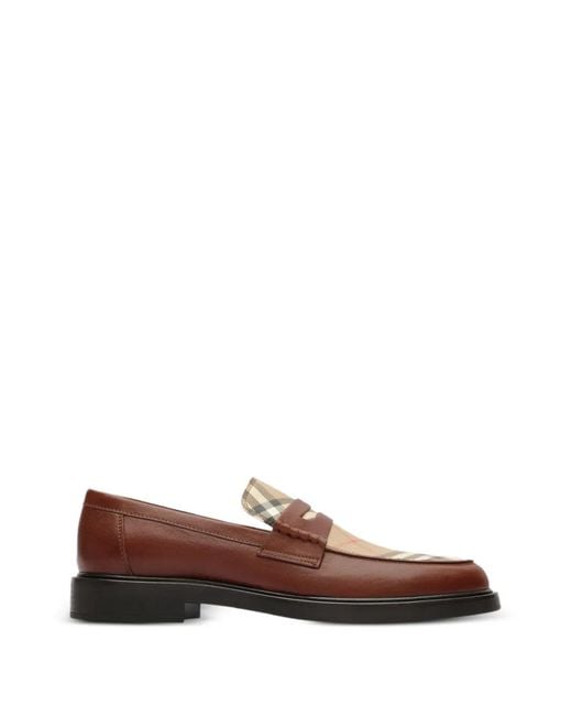 Burberry Brown Leather Pembroke Loafers for men
