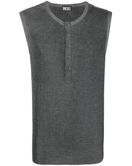 DIESEL Stonewash Ribbedknit Vest in Grey (Gray) for Men Lyst