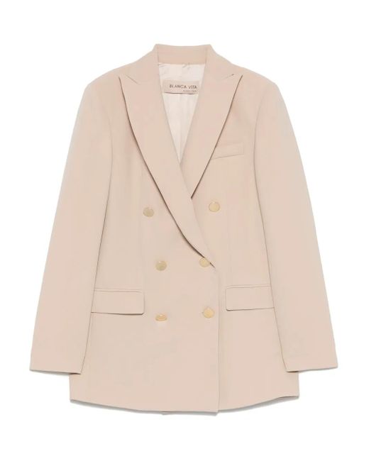 Blanca Vita Natural Double-Breasted Blazer