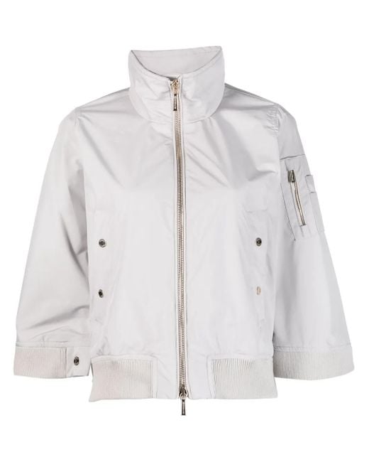 Moorer Gray Wide-Sleeve Bomber Jacket