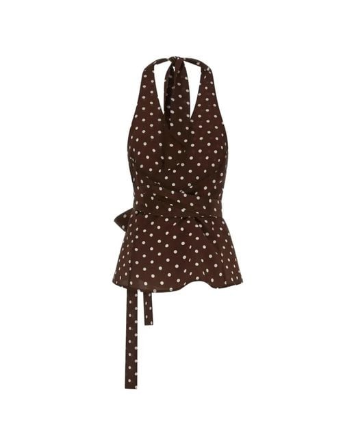 P.A.R.O.S.H. Brown Polka-Dot Tie Top