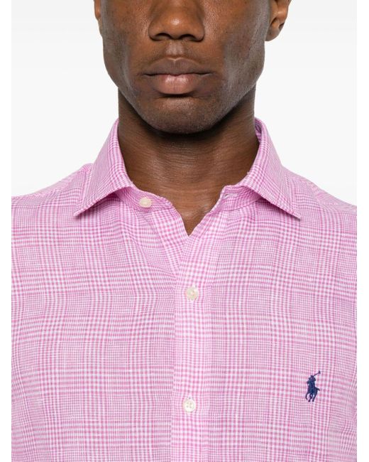 Camicia con ricamo Polo Pony di Polo Ralph Lauren in Pink da Uomo