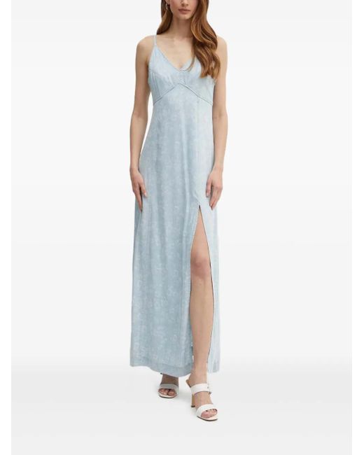 Guess Blue V-Neck Denim Maxi Dress