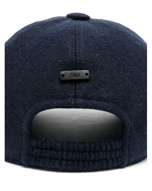 Fedeli Blue Cashmere Brushed Baseball Cap for men