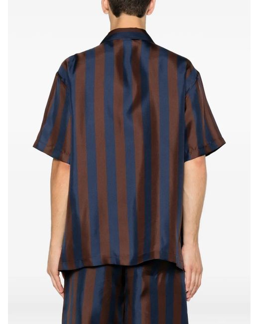 Fendi Blue Striped Silk Shirt for men
