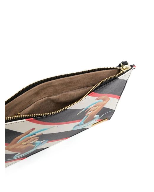 Seletti ストライプ クラッチバッグ White