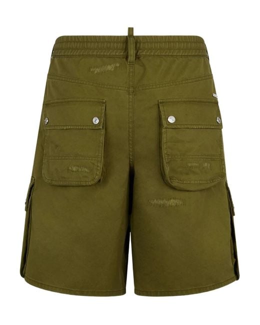 DSquared² Green Multi-Pocket Shorts for men
