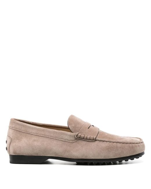 Tod's Natural Gommino Suede Loafers for men