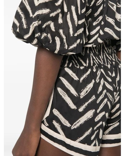 Johanna Ortiz Black Geometric-Pattern Jumpsuit