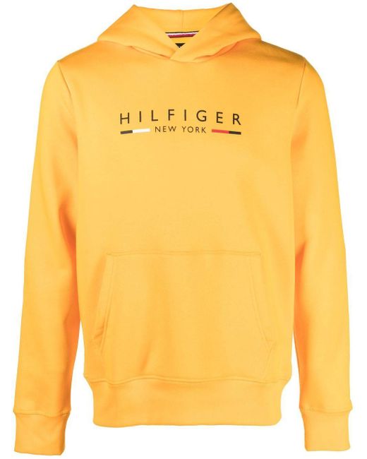 Tommy Hilfiger Logo-print Hoodie in Yellow for Men | Lyst Canada