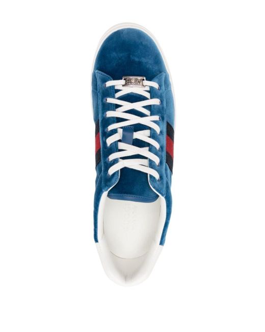 Gucci Ace Fluwelen Sneakers in het Blue voor heren