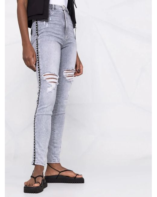 Philipp Plein Blue Crystal-Embellished Jeggings