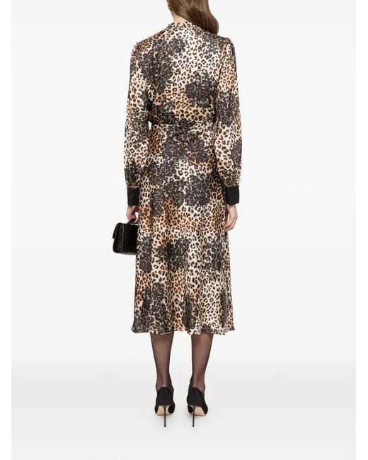 Nissa Natural Leopard-Print Midi Dress