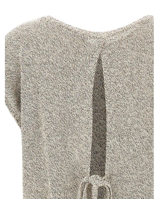 Kangra Gray Sequin-Embellished Open-Back Sweater
