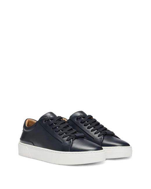 Boss Blue Leather Sneakers for men