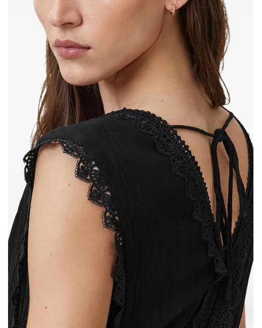 AllSaints Black Xanthe Lace-Trimmed Maxi Dress