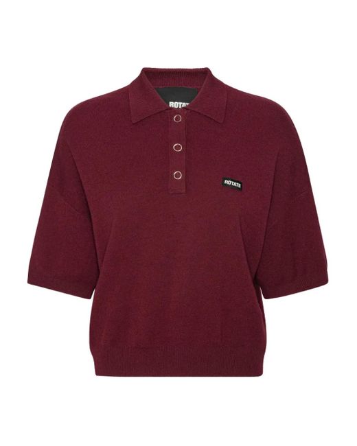 ROTATE BIRGER CHRISTENSEN Red Burgundy Polo Shirt With Logo Patch