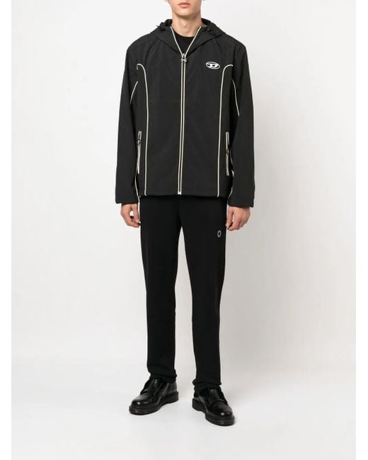 DIESEL Black Windbreaker Jackets for men